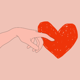Gif animé coeur et main